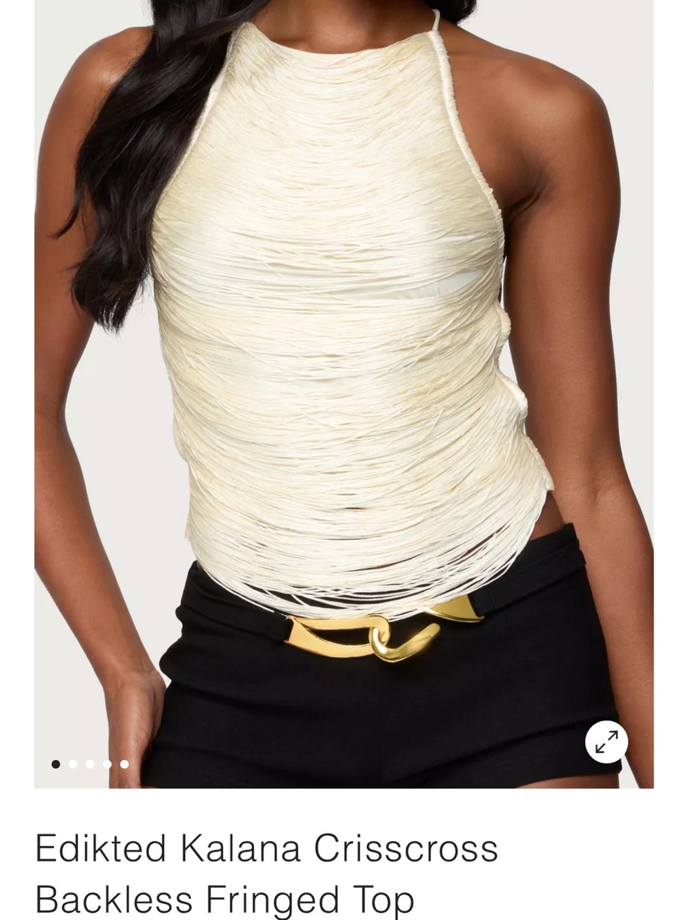 Edikted Kalana Crisscross Backless Fringed Top